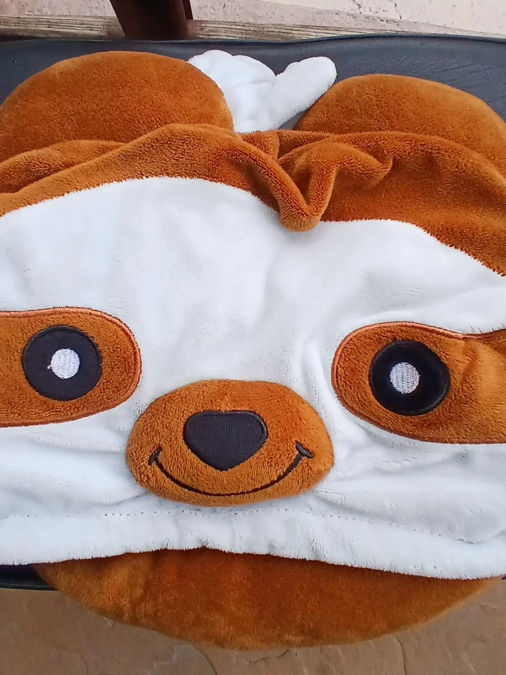 Cozy Sloth Plush Hooded Blanket - Brown & White
